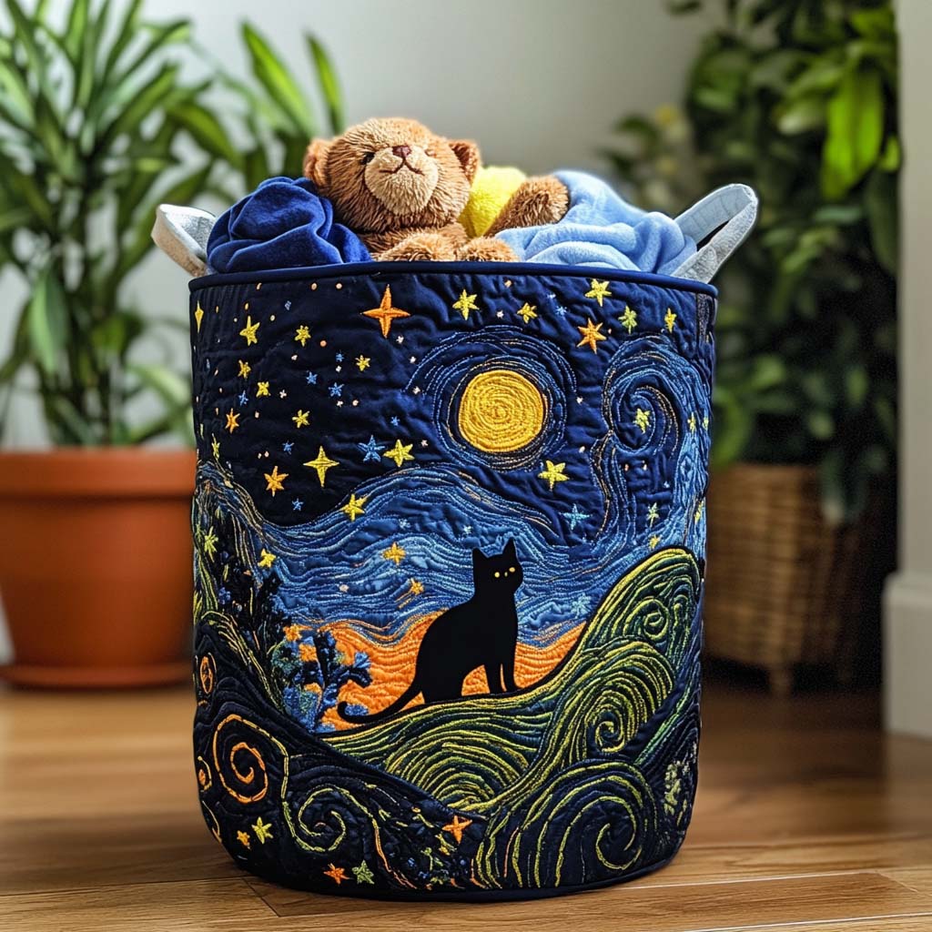 Quilted Laundry Basket - Lazy Whiskers