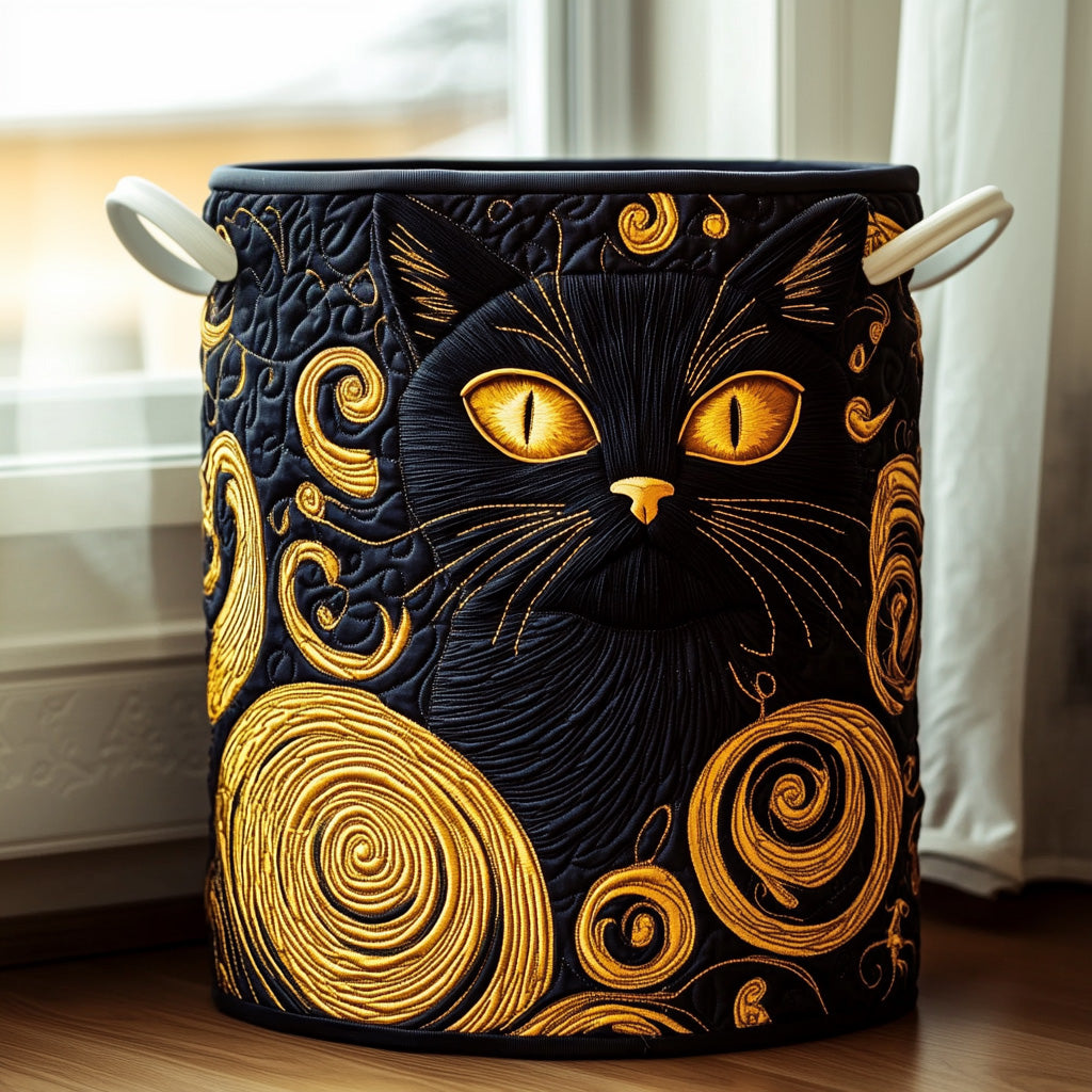 Quilted Laundry Basket - Midnight Whiskers