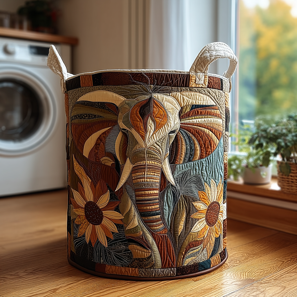 Quilted Laundry Basket - Mystical Elephant