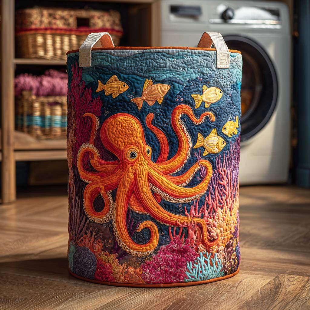 Quilted Laundry Basket - Mystical Octopus