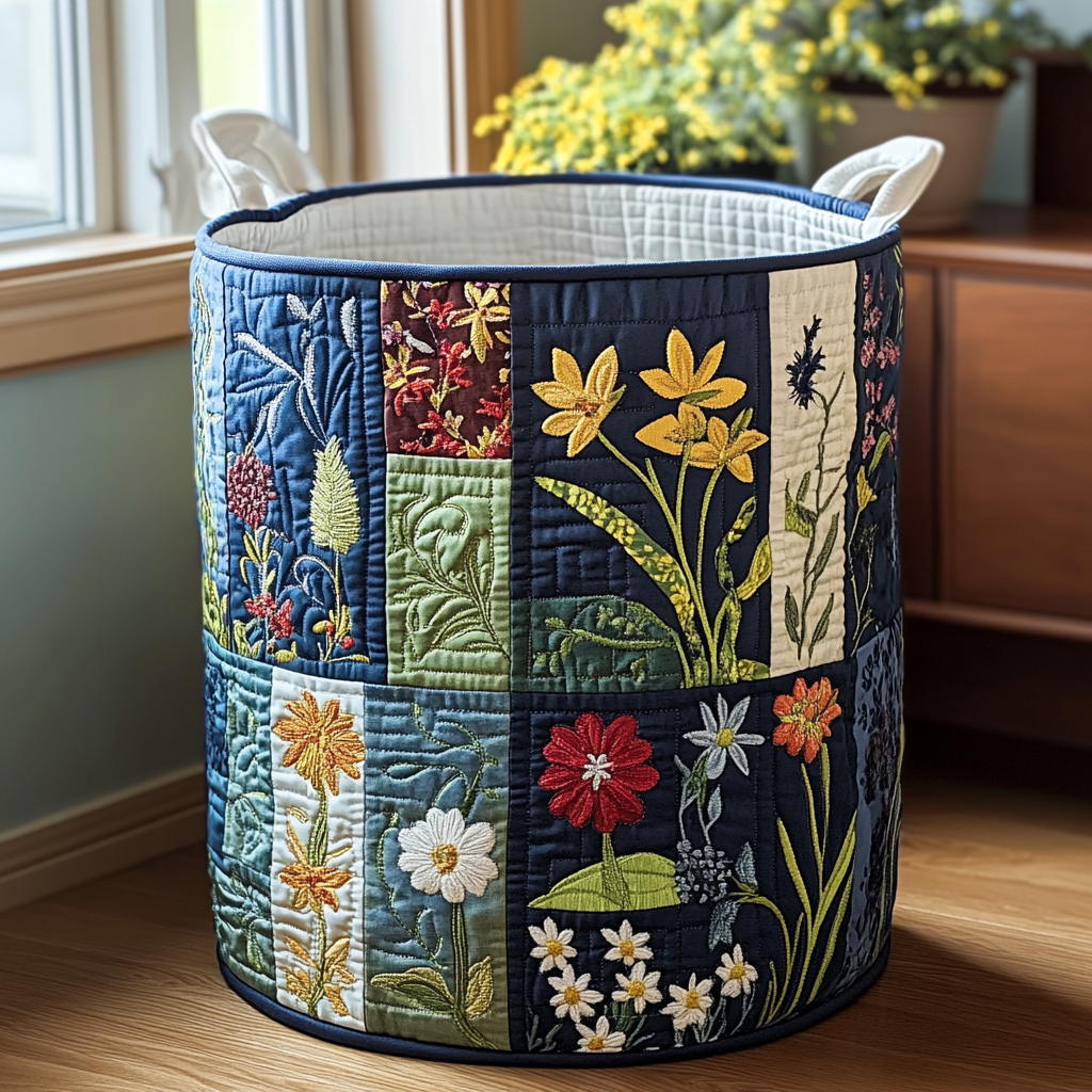 Quilted Laundry Basket - Natural Happiness
