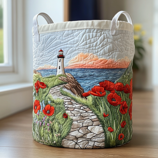 Quilted Laundry Basket - Ocean Lighthouse
