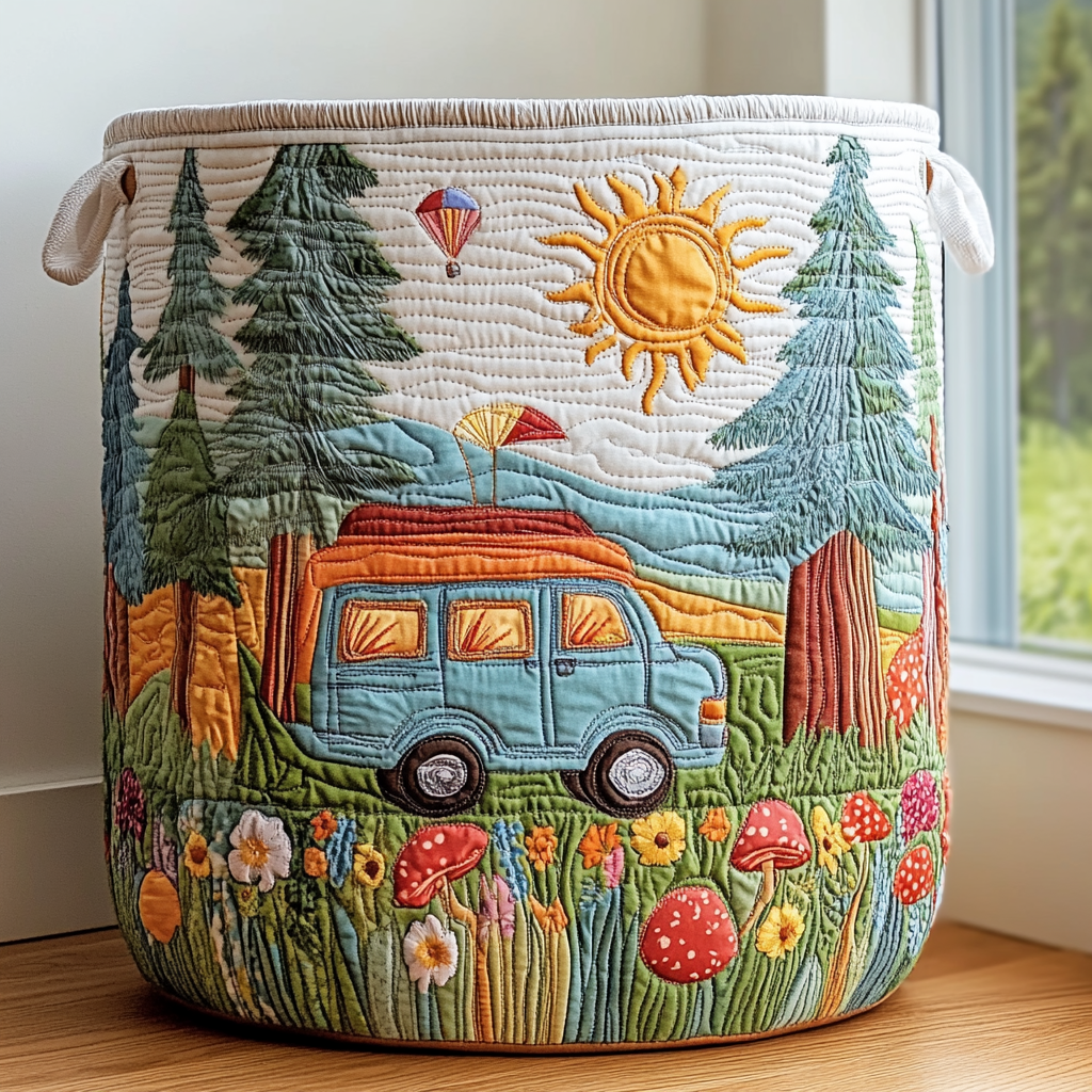 Quilted Laundry Basket - Peaceful Journey