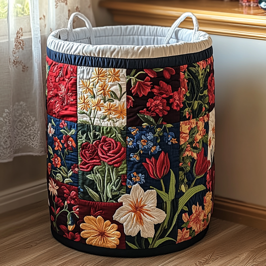 Quilted Laundry Basket - Petals