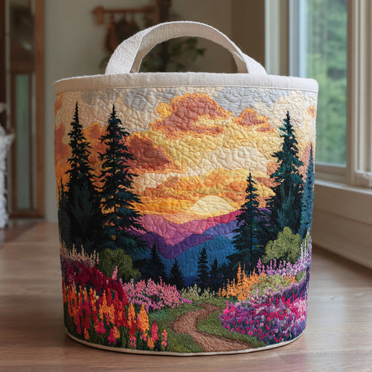 Quilted Laundry Basket - Pines at Sunset