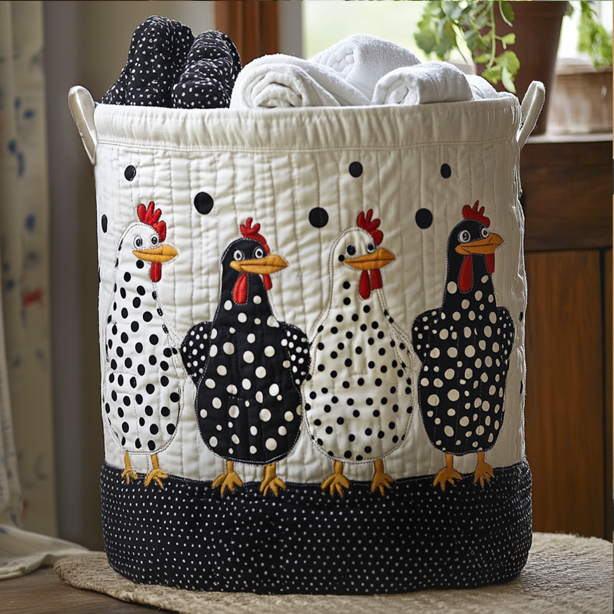 Quilted Laundry Basket - Polka Dots