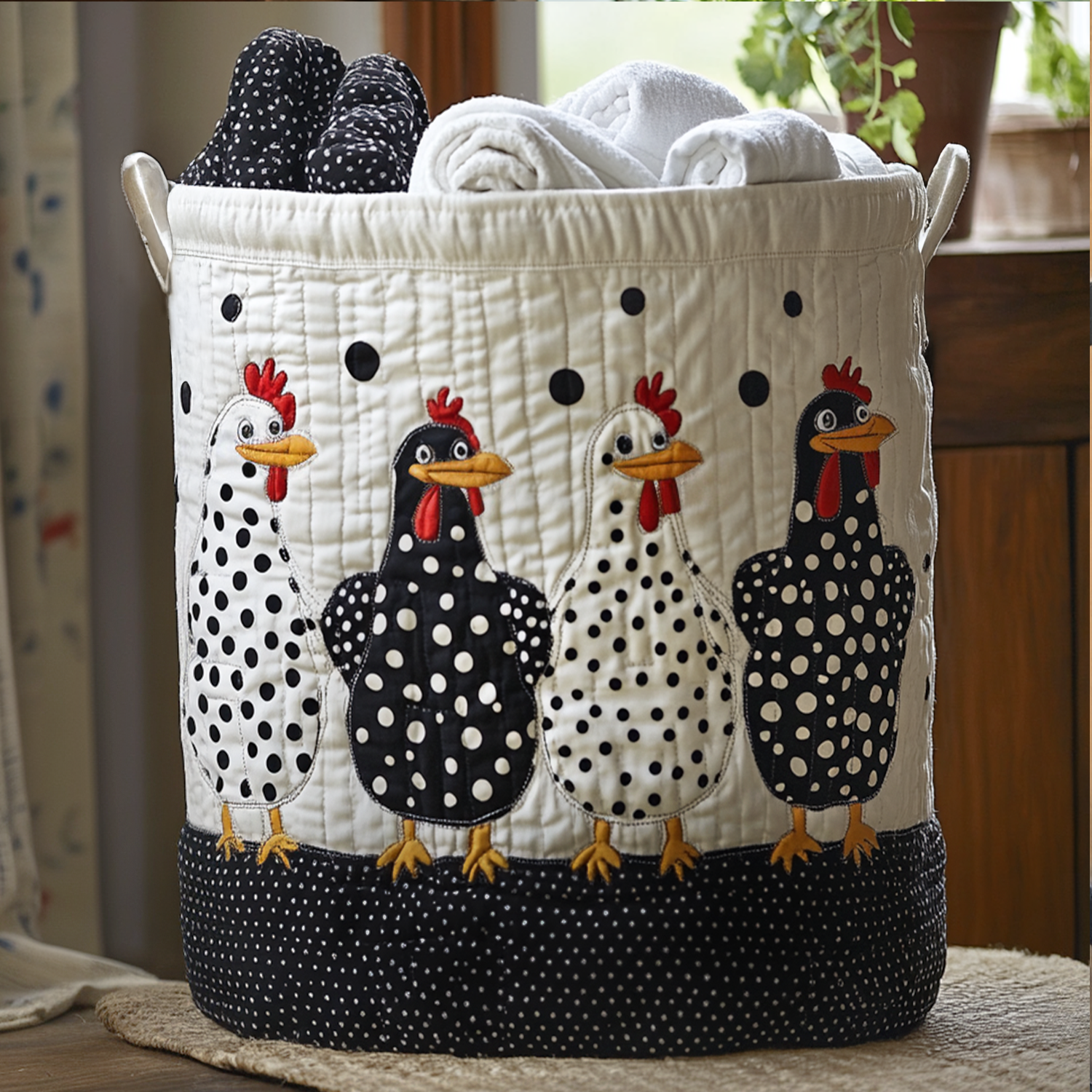 Quilted Laundry Basket - Polka Dots