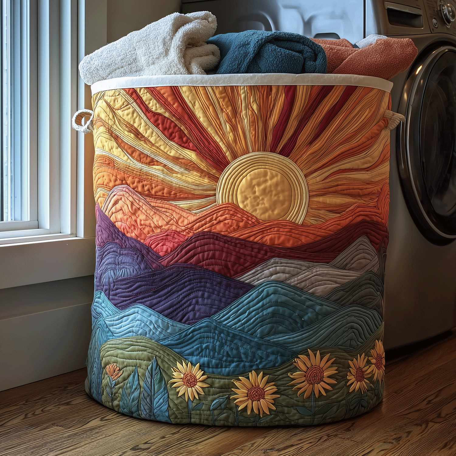 Quilted Laundry Basket - Prairie at Dawn