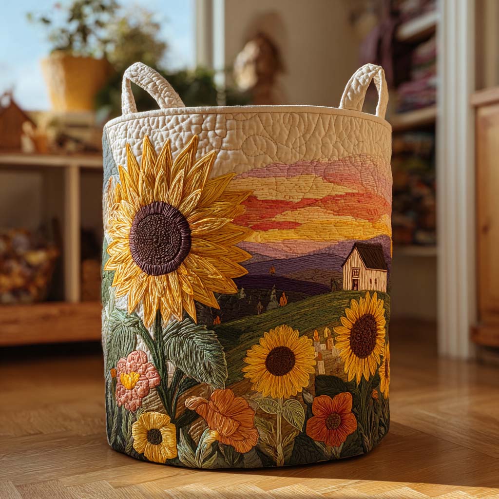 Quilted Laundry Basket - Radiant Sun