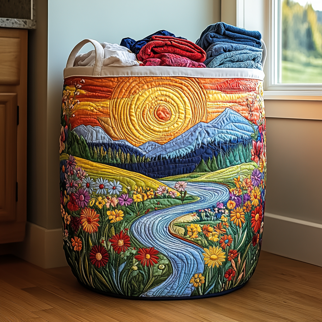 Quilted Laundry Basket - River Blossom