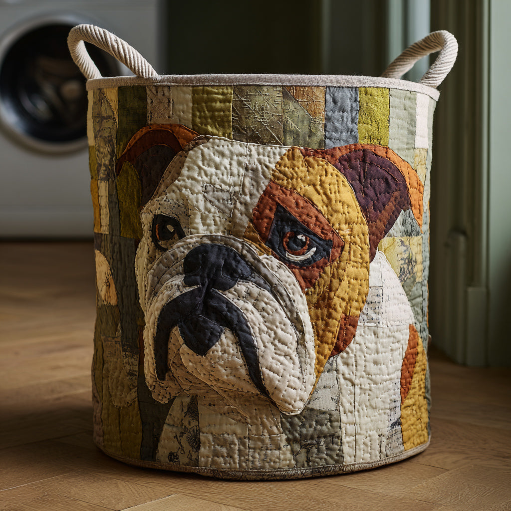 Quilted Laundry Basket - Rustic Bulldog