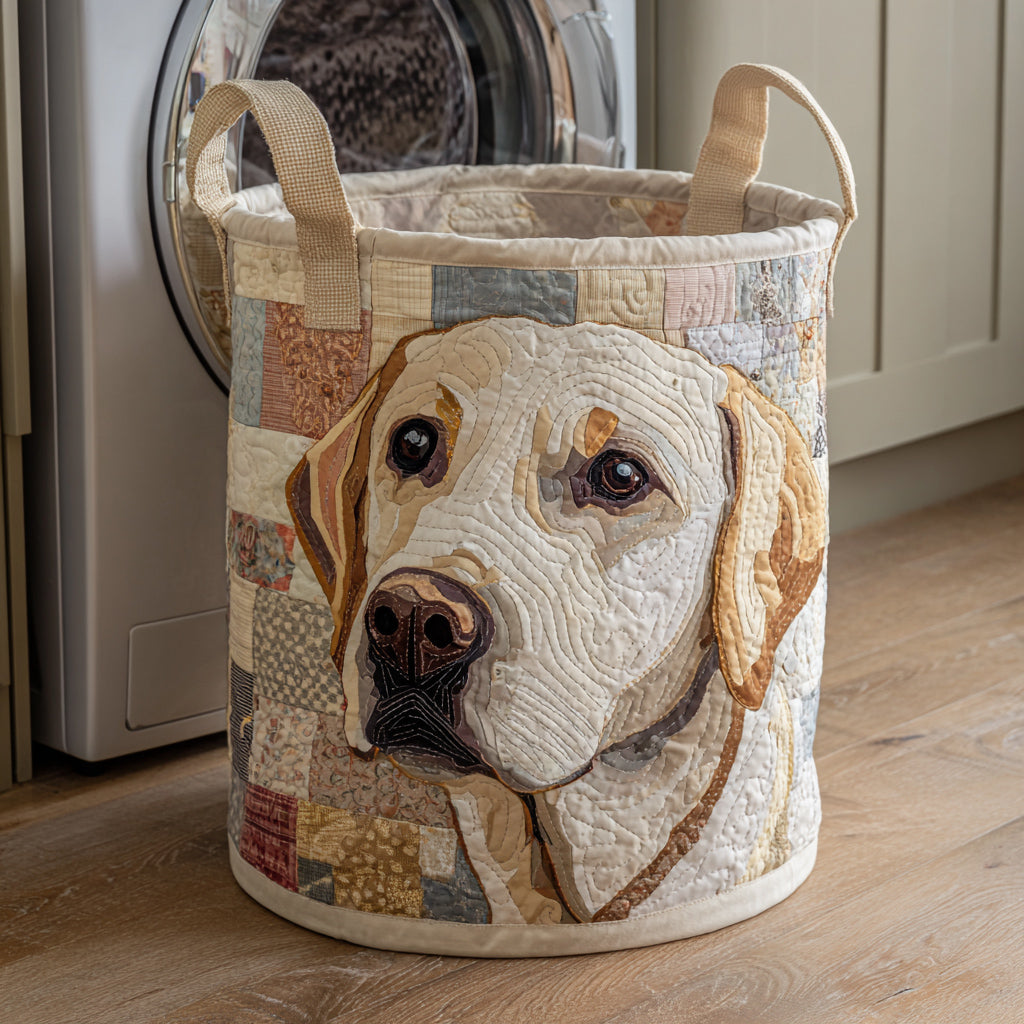 Quilted Laundry Basket - Rustic Labrador