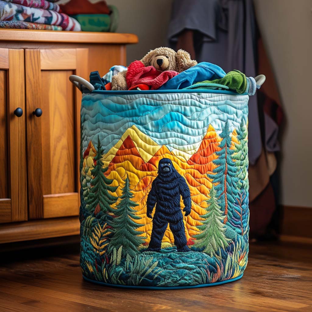 Quilted Laundry Basket - Sasquatch from the Mountains