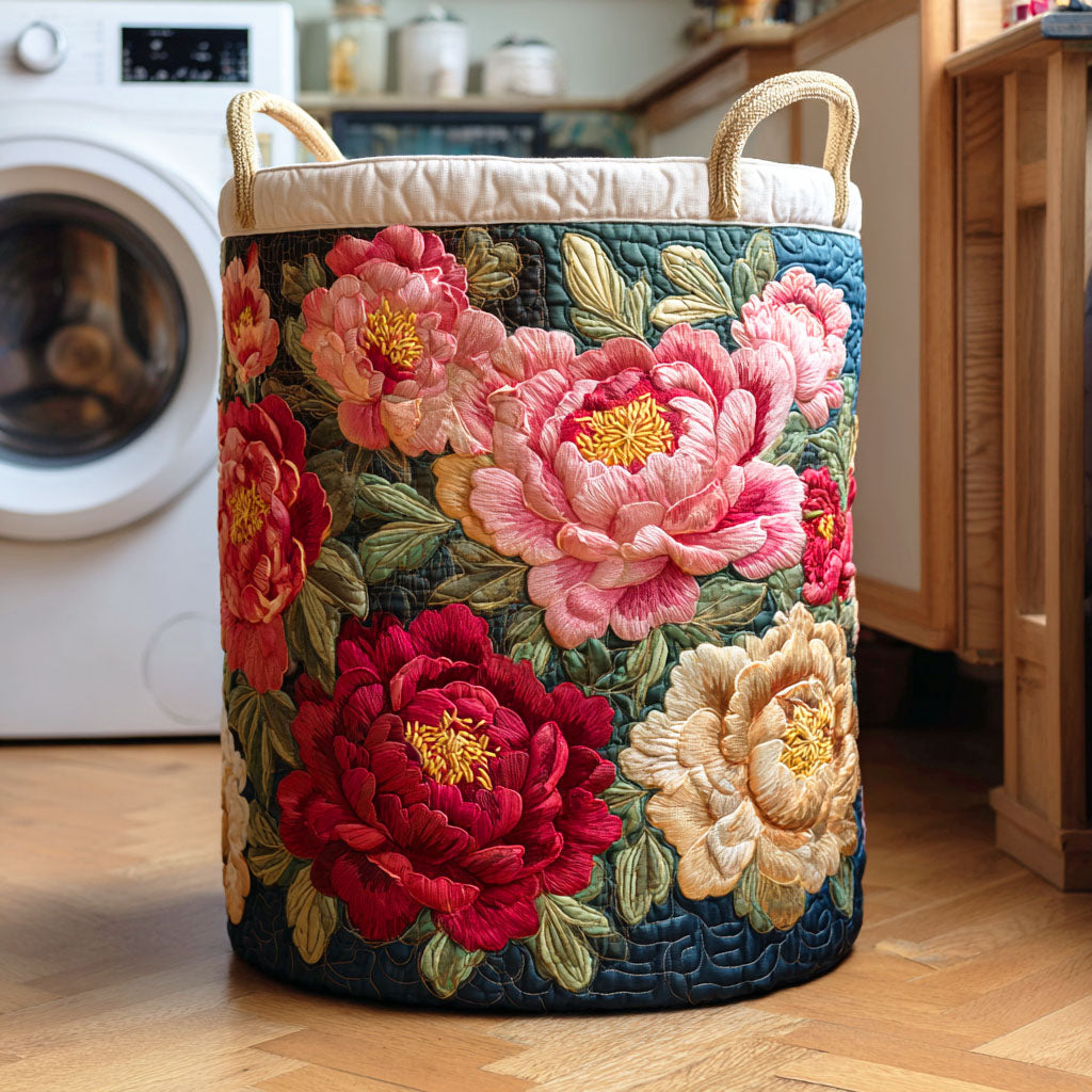 Quilted Laundry Basket - Scarlet Blossom