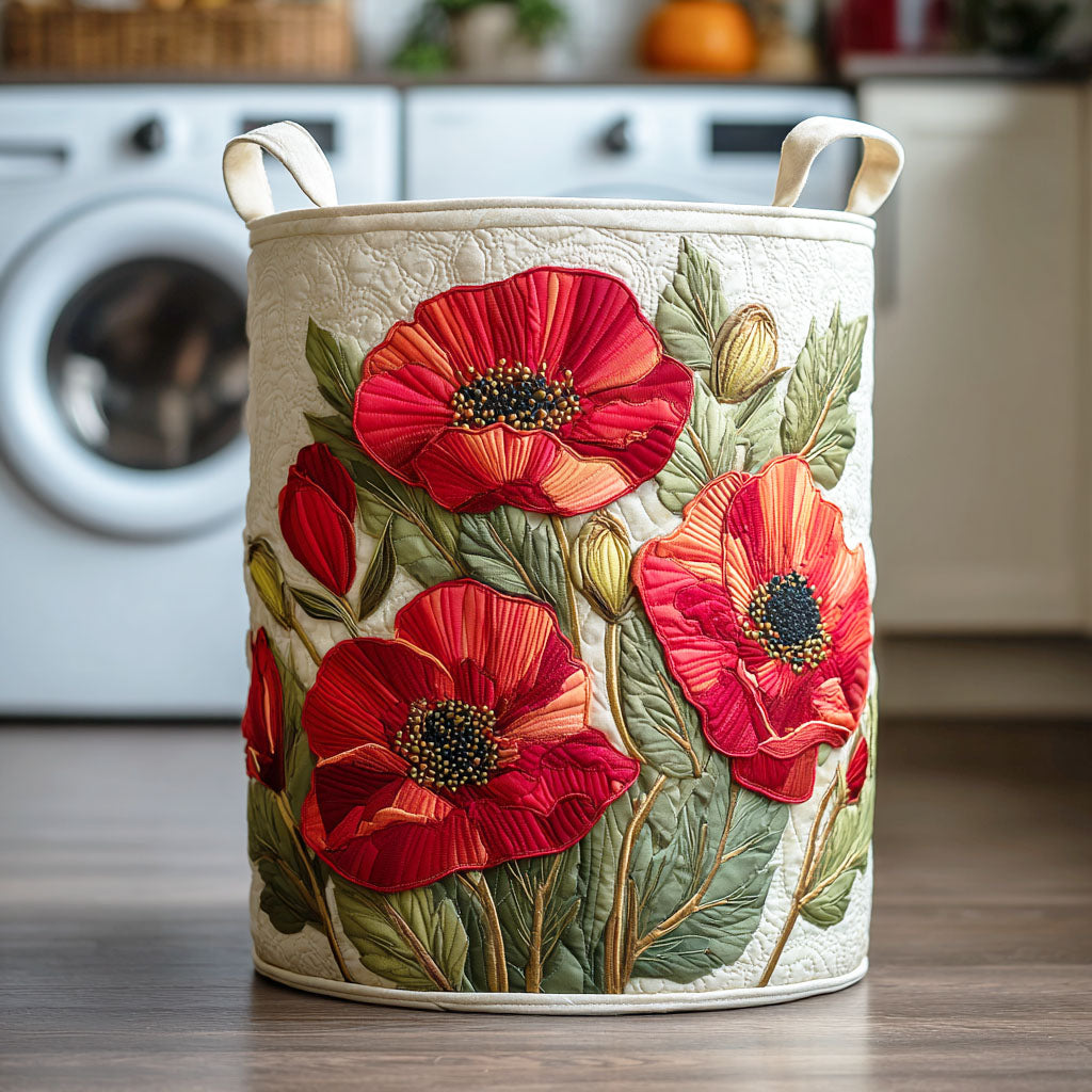 Quilted Laundry Basket - Scarlet Poppy Dream