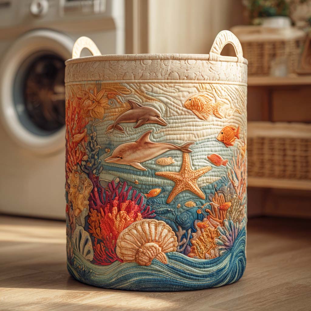 Quilted Laundry Basket - Sea Breeze