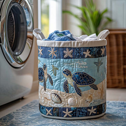 Quilted Laundry Basket - Sea Turtle