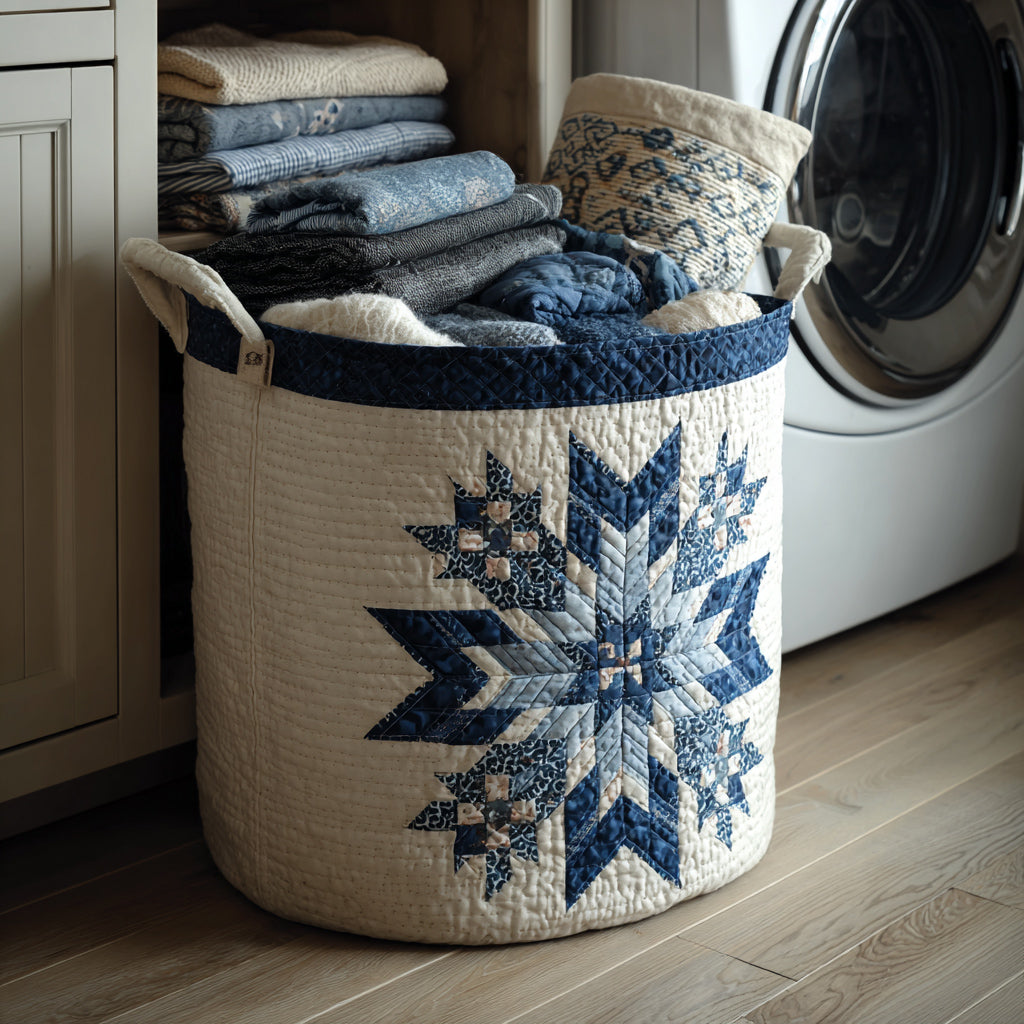 Quilted Laundry Basket - Snowflake