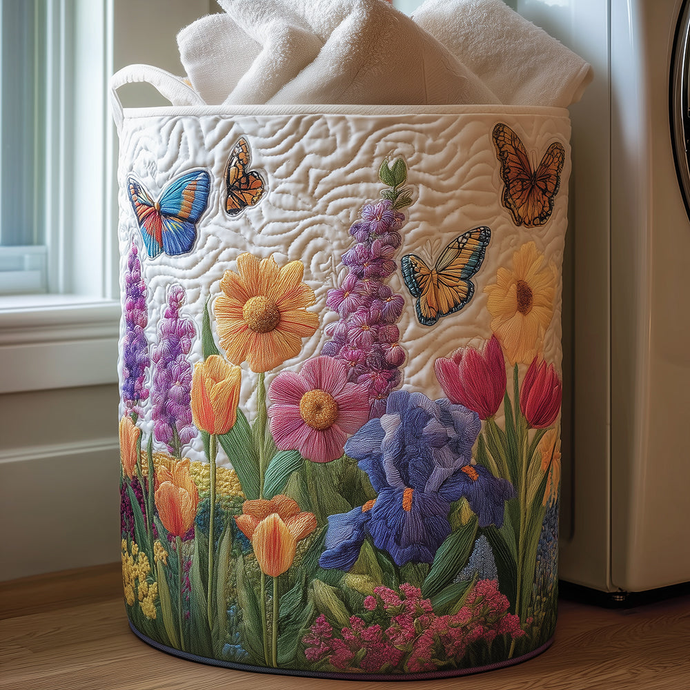 Quilted Laundry Basket - Spring Flower