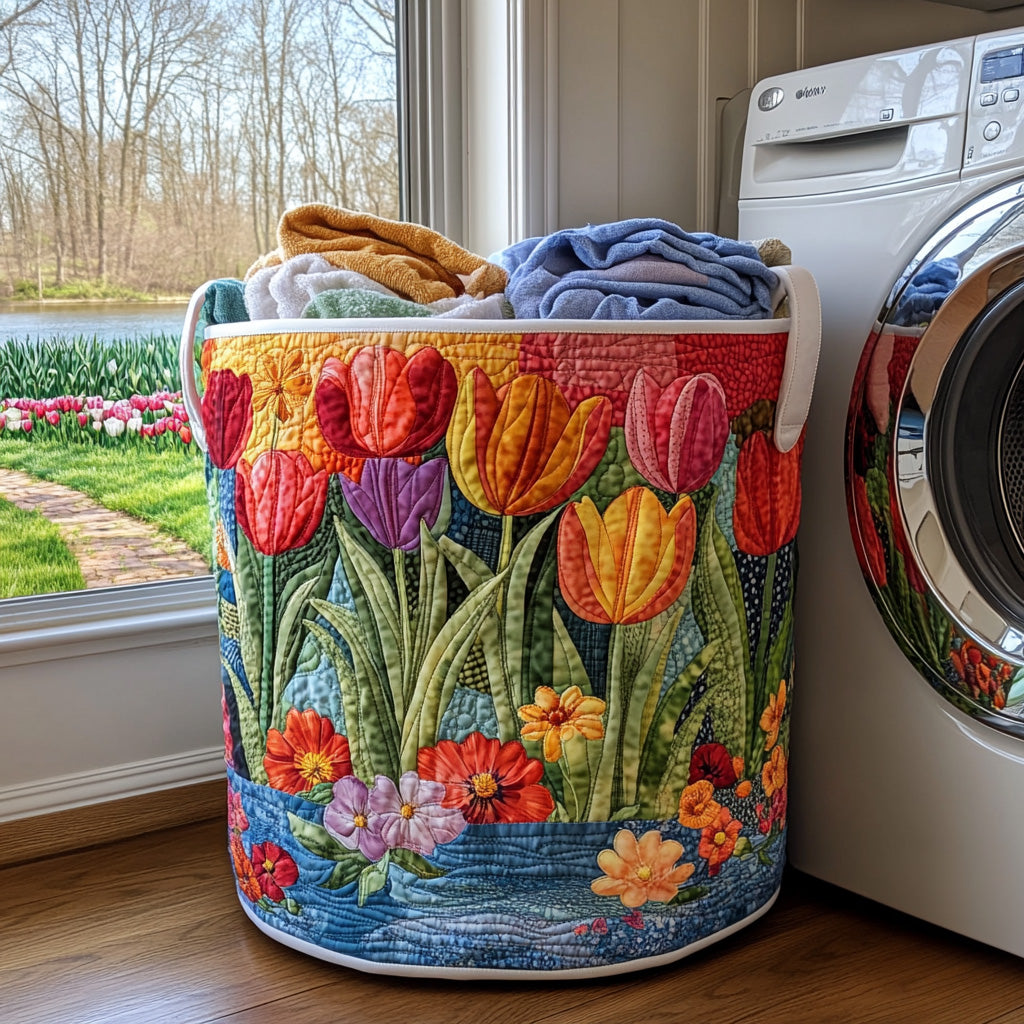 Quilted Laundry Basket - Summer Flowers