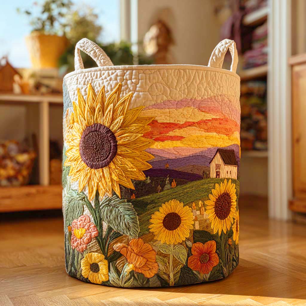 Quilted Laundry Basket - Sunflower II