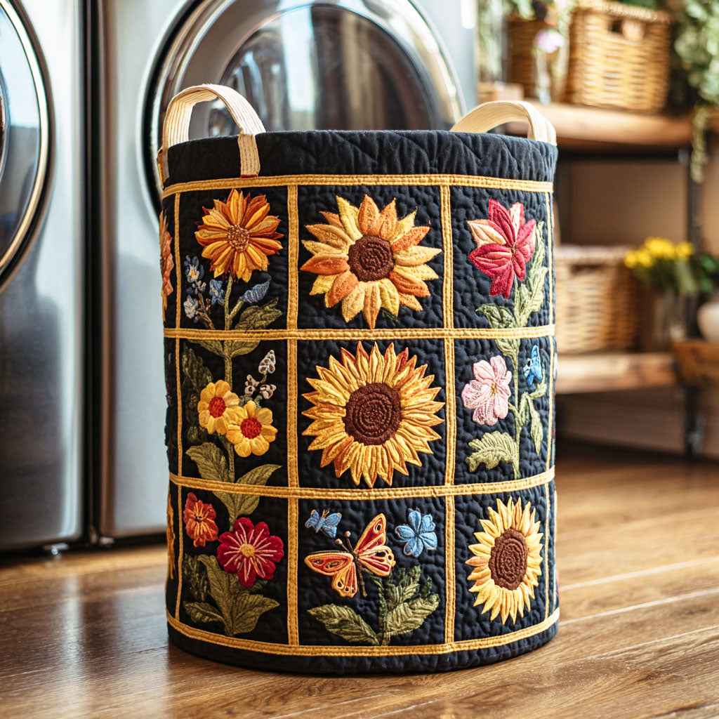 Quilted Laundry Basket - Sunflower II