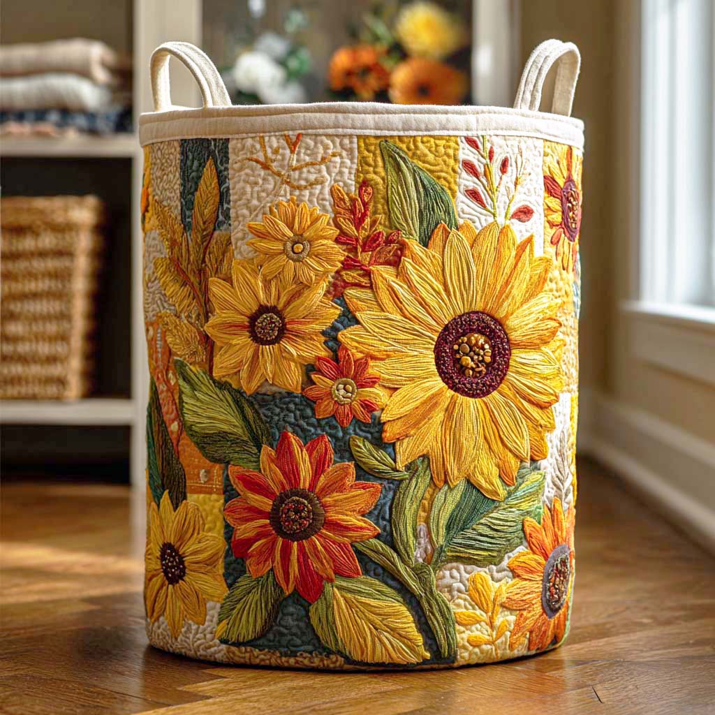 Quilted Laundry Basket - Sunflower II