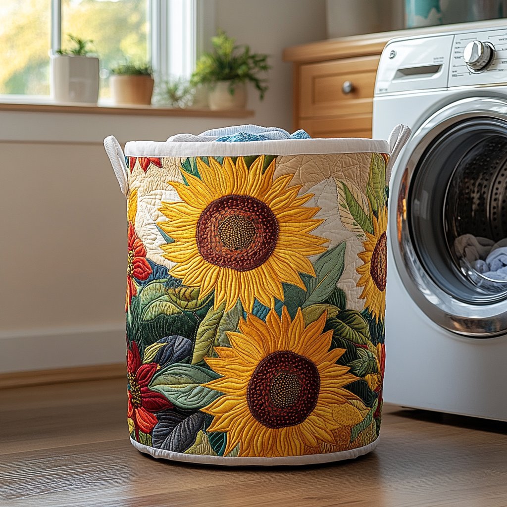 Quilted Laundry Basket - Sunflower