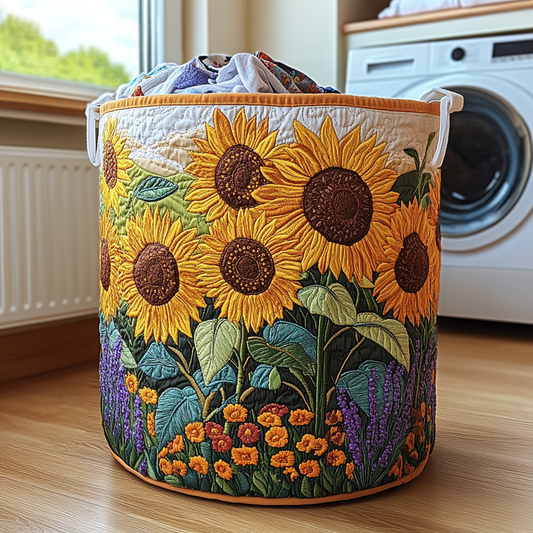 Quilted Laundry Basket - Sunflowers
