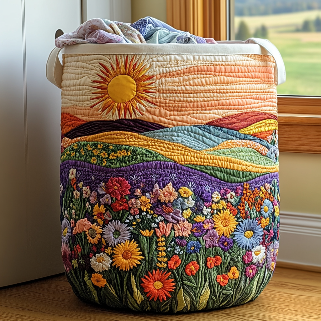 Quilted Laundry Basket - Sunny Bloom