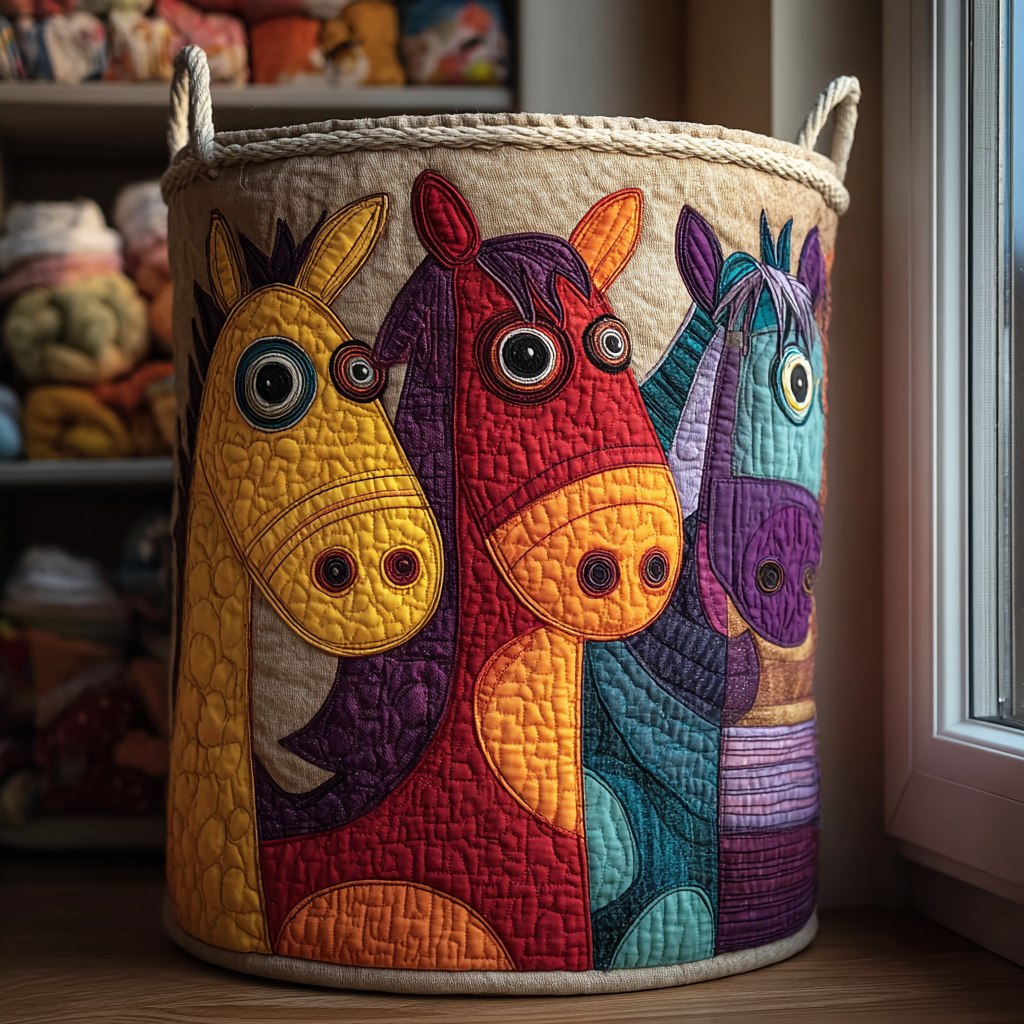 Quilted Laundry Basket - Timeless Horse