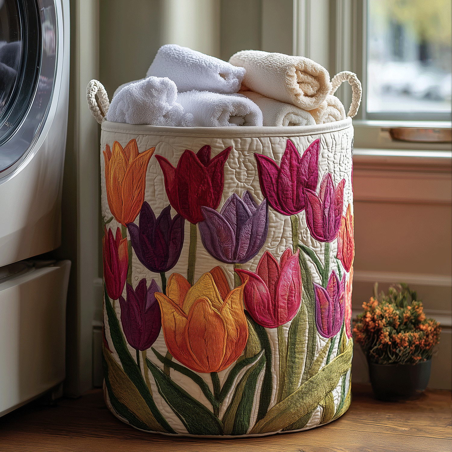 Quilted Laundry Basket - Tulip Joy