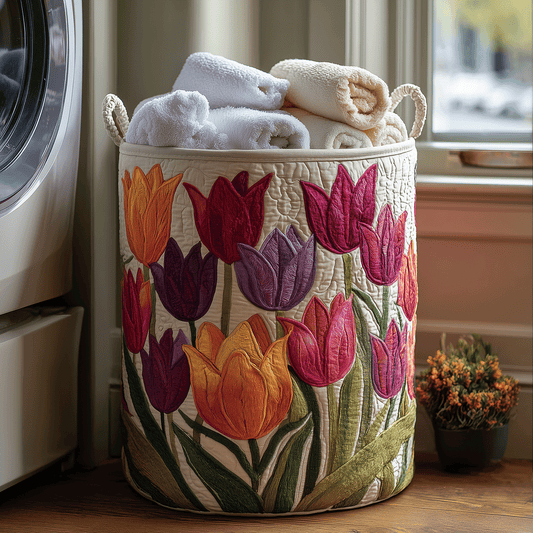 Quilted Laundry Basket - Tulip Joy