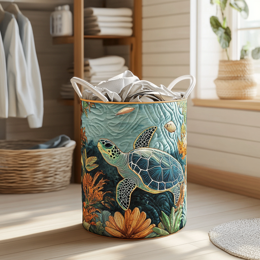 Quilted Laundry Basket - Turtle Bay