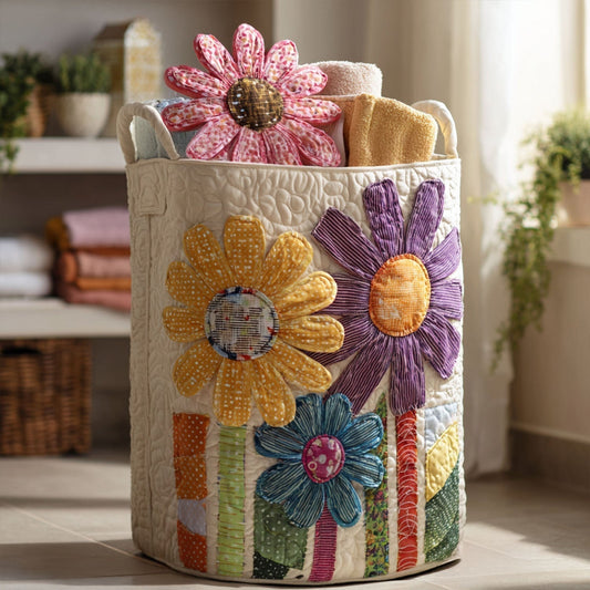 Quilted Laundry Basket - Vintage Flowers