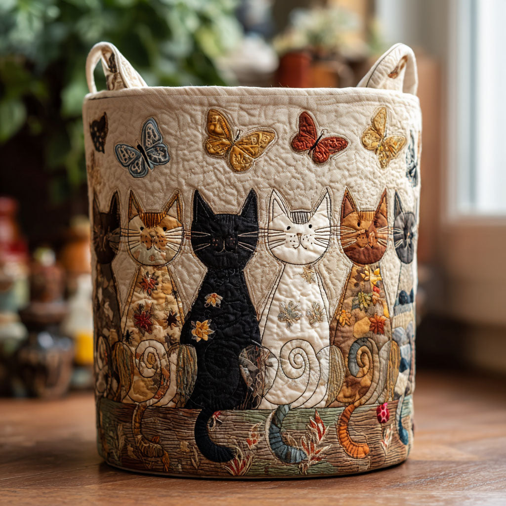 Quilted Laundry Basket - Whiskers