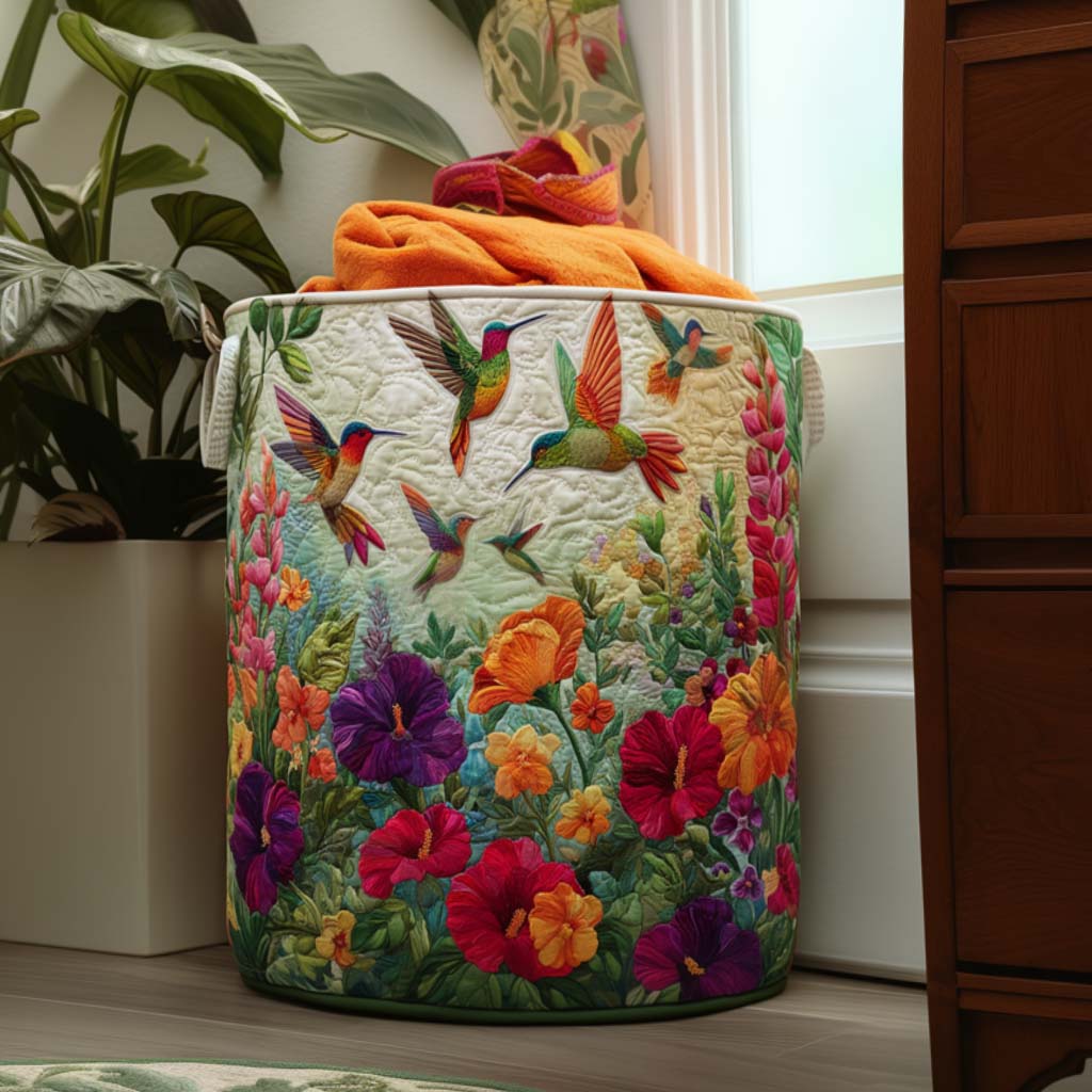 Quilted Laundry Basket - Wings and Flowers
