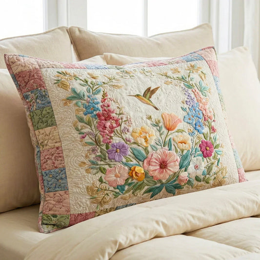 Quilted Pillow Sham - Flower Fields
