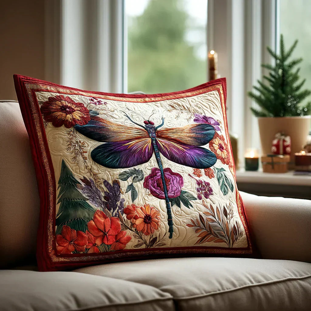 Quilted Pillow Sham - Magical Dragonfly