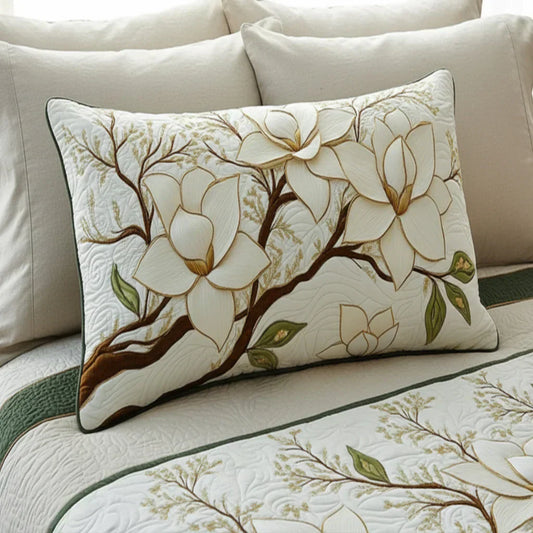 Quilted Pillow Sham - Magnolia Bloom