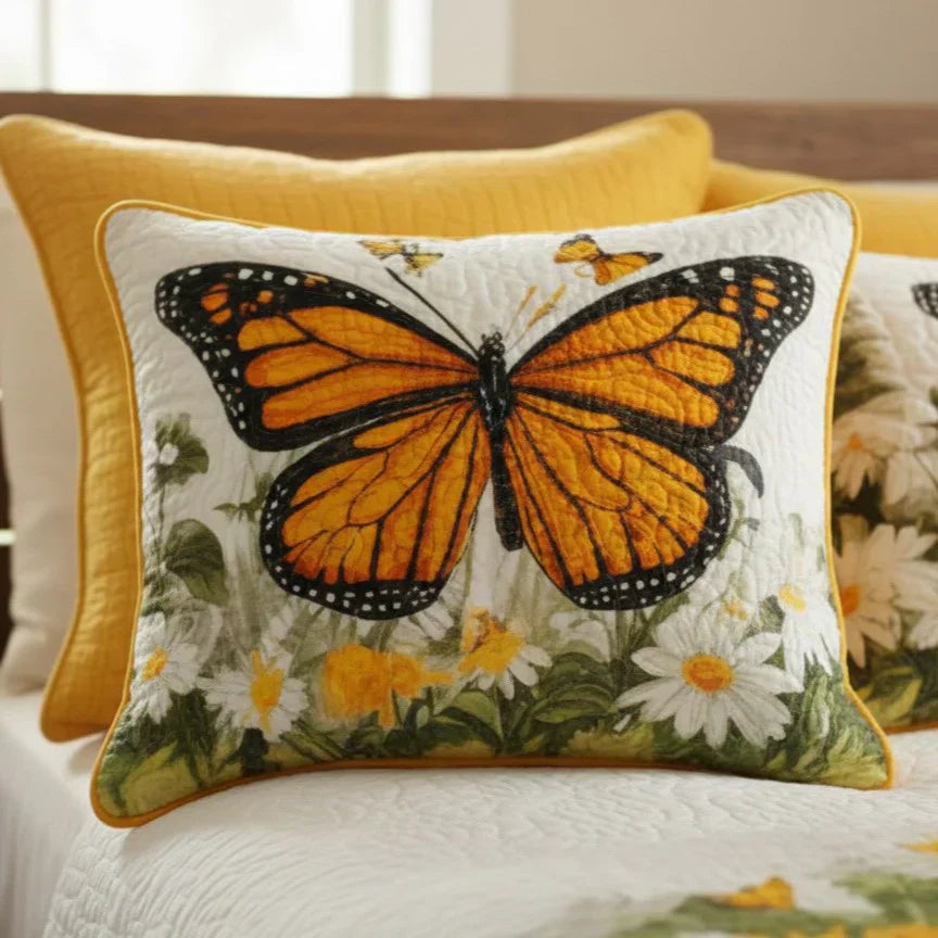 Quilted Pillow Sham - Monarch Meadow