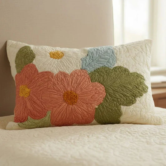 Quilted Pillow Sham - Retro Daisies