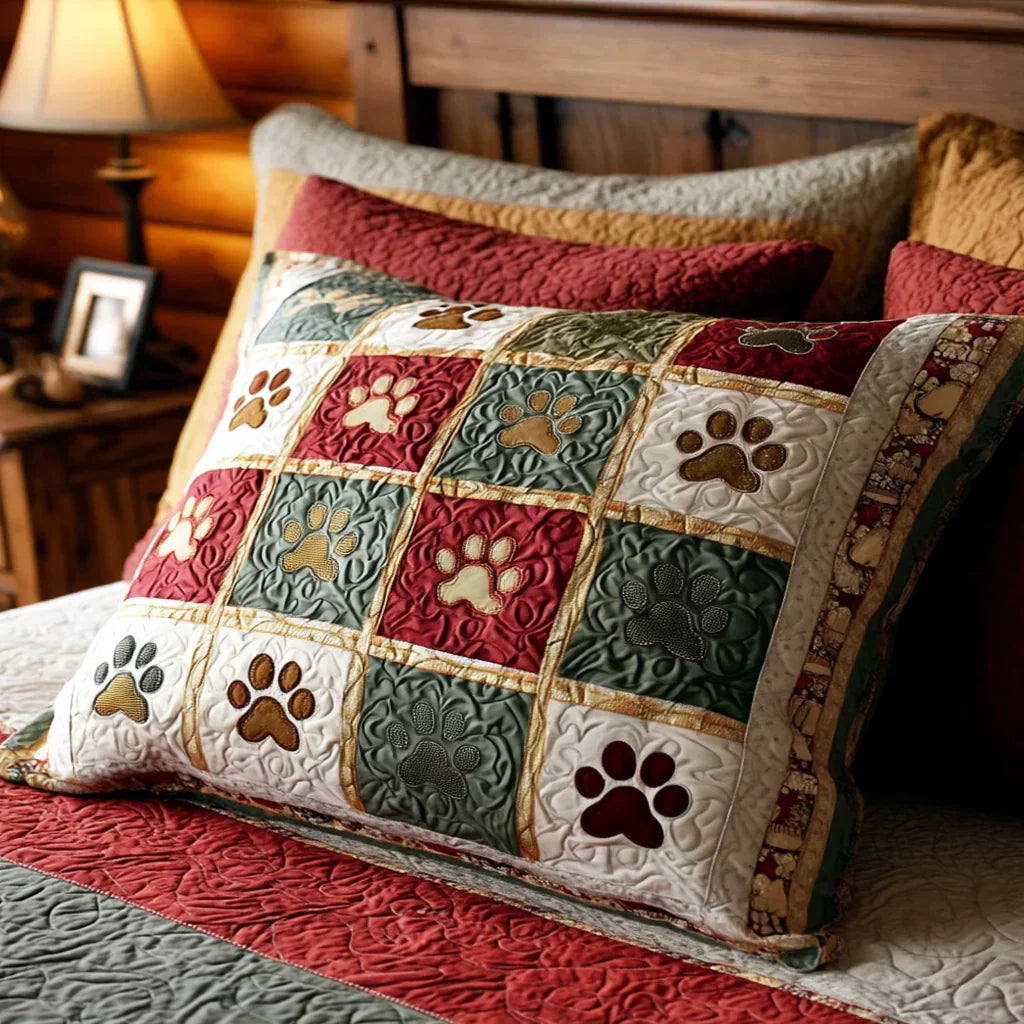 Quilted Pillow Sham - Scarlet Paws