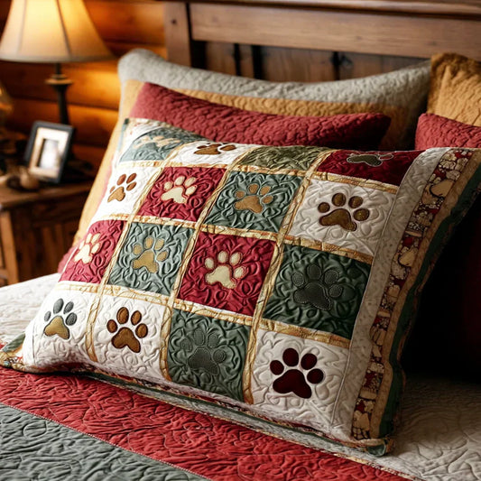 Quilted Pillow Sham - Scarlet Paws