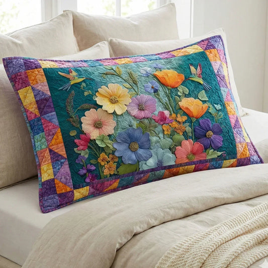 Quilted Pillow Sham - Soft Petal Dreams