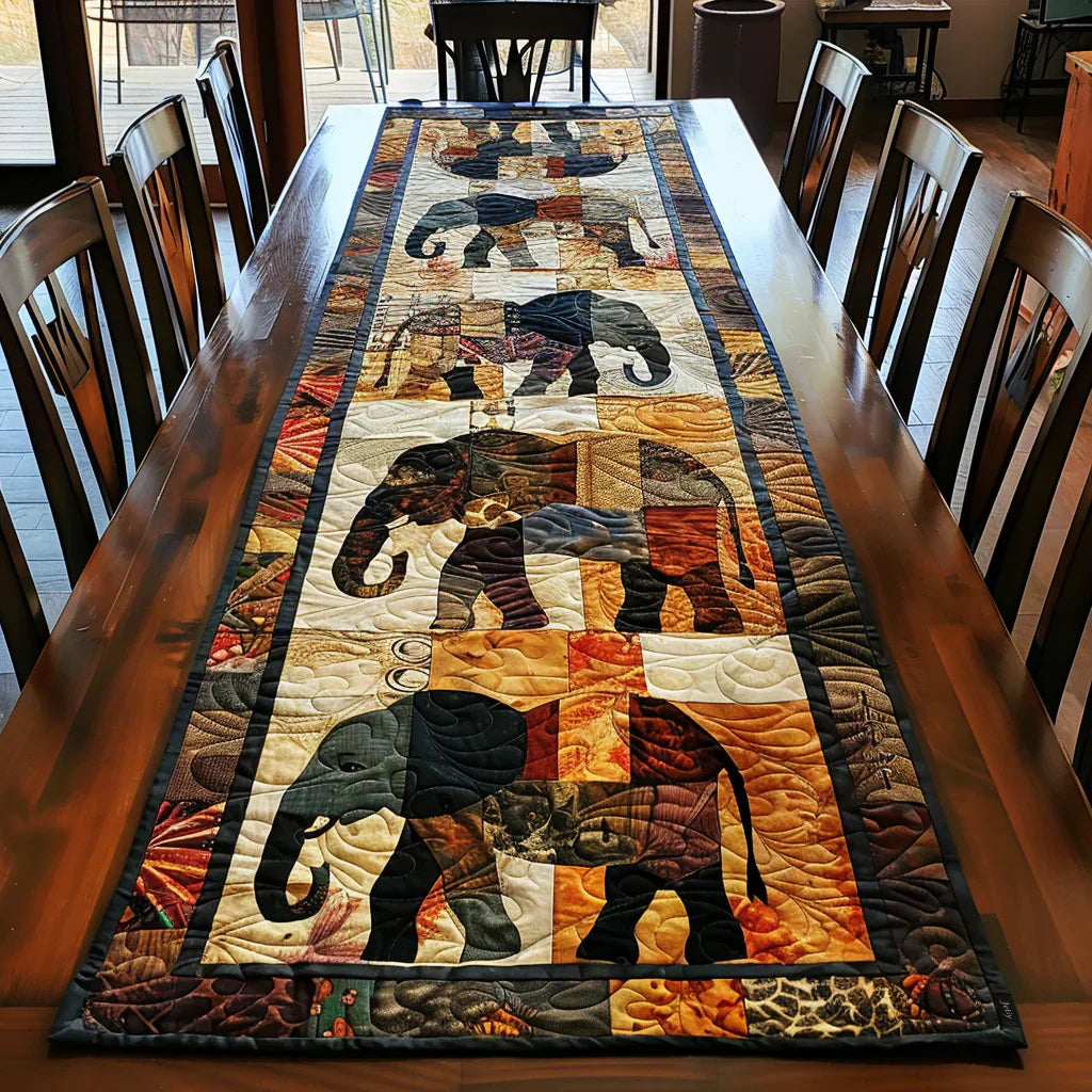 Quilted Table Runner - Elephant March