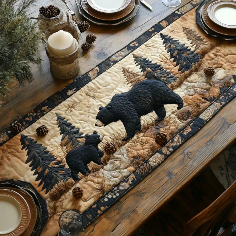 Quilted Table Runner - Family of Black Bears