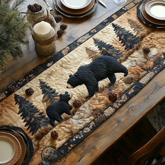 Quilted Table Runner - Family of Black Bears