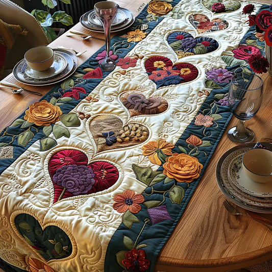 Quilted Table Runner - Hearts in Bloom