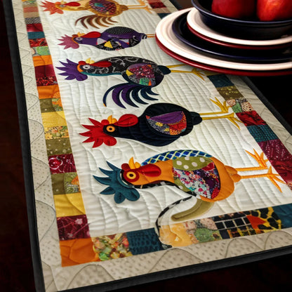 Quilted Table Runner - Parade of Roosters